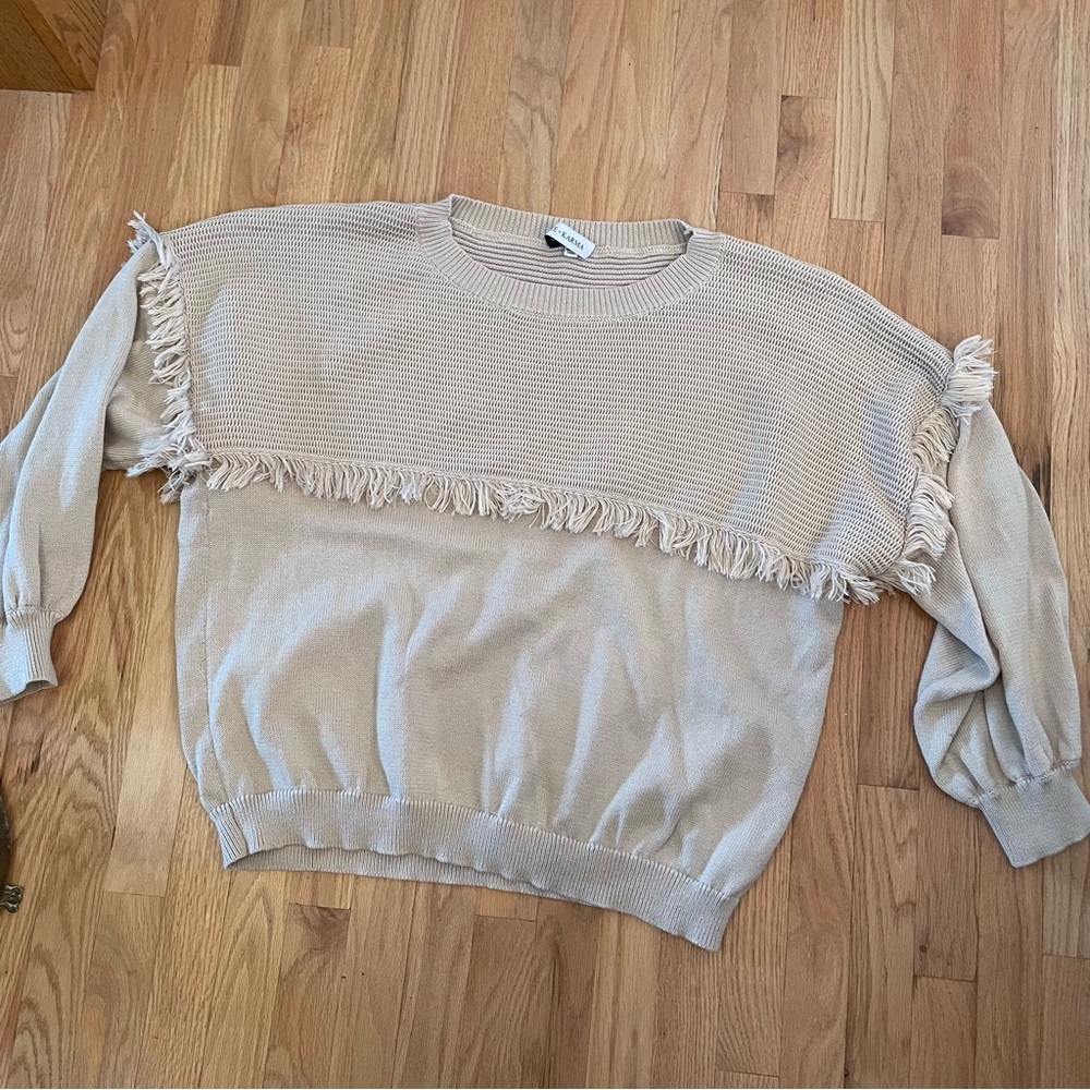 Grace + Karma tan fringe sweater size 2X